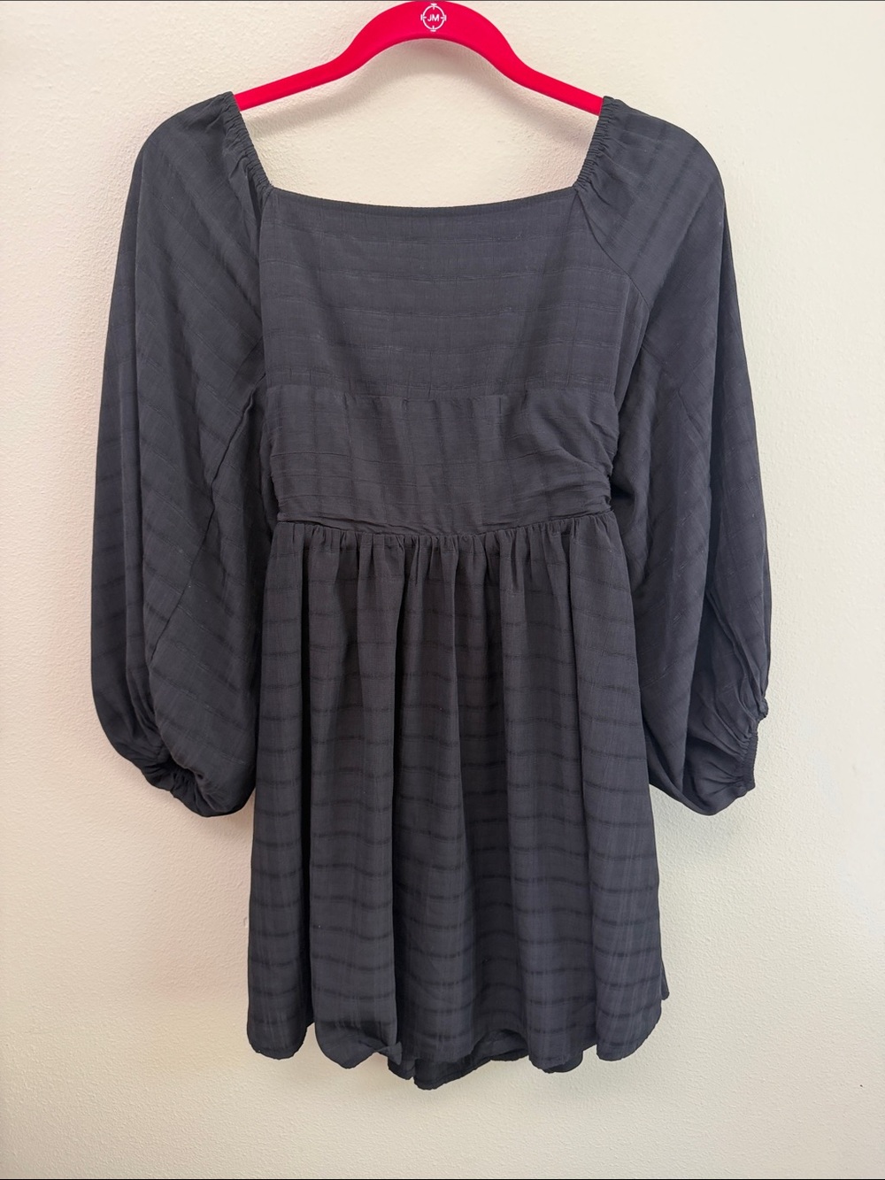 entro Dark Gray Square-Neck Puff Sleeve Tunic